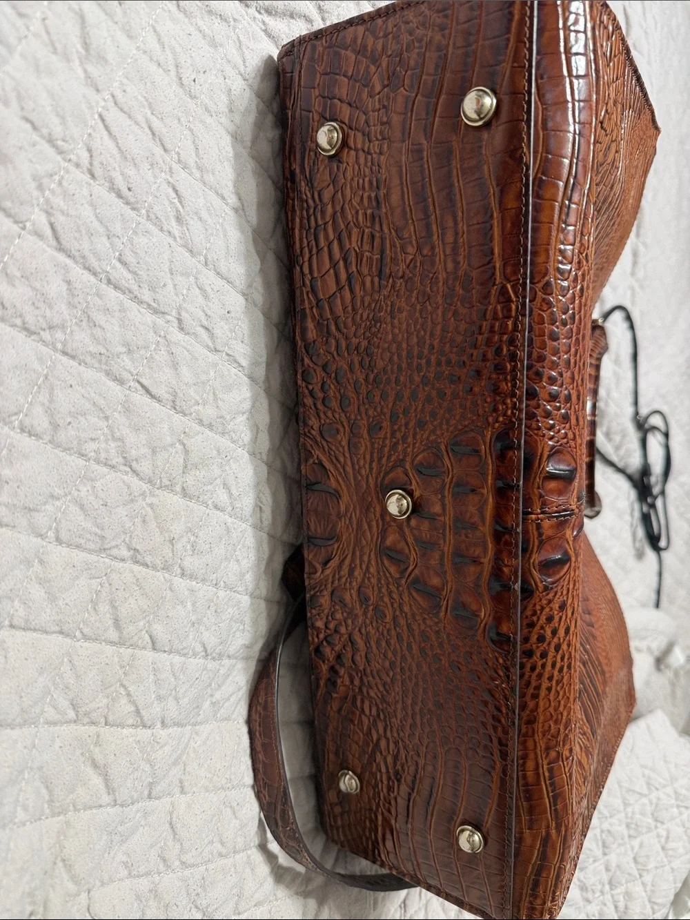 Brahmin Melbourne pecan  Croc-Embossed Leather Laptop Tote